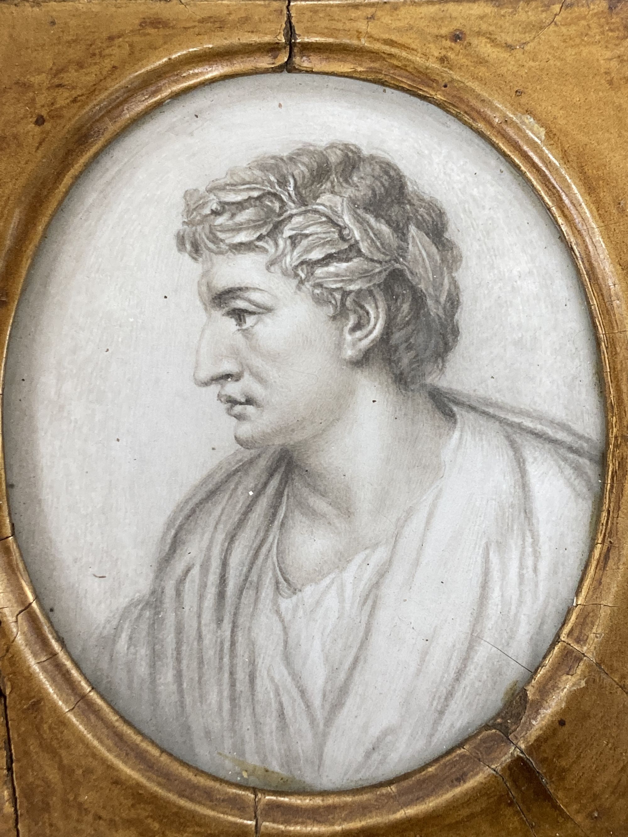 Late 18th century English School, pair of monochrome watercolours, Heads of Horace and Virgil, 11 x 9cm